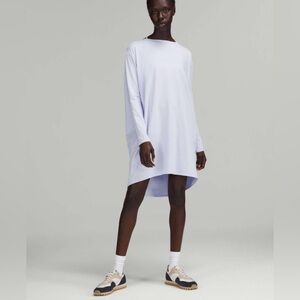 Lululemon Back in Action Long Sleeve Dress Pastel Blue Loose Fit Tunic Sz 4